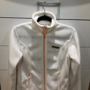 Columbia Women's Cream Fleece Jacket with Orange Accents
